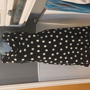 S.L. Fashions Boat Neck Polka Dot Midi Dress; Black and White